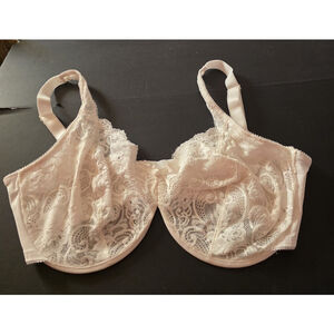 Lilyette 38DD White Lacy Back Smoothing Underwire Bra Vintage